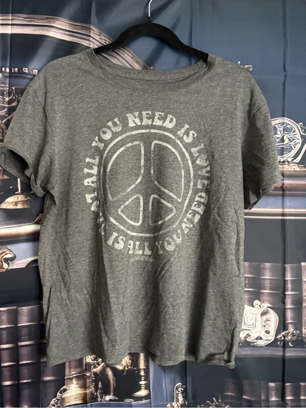 The Beatles Gray Short-Sleeve Tee with Peace Sign